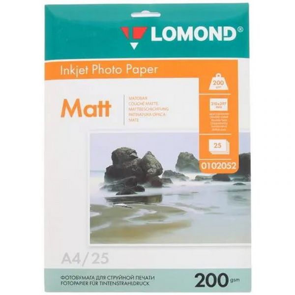 Бумага Lomond 102052 A4 200 г/м2 25 л. покрытие матовое белый